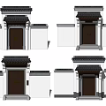 Ancient Architecture Gateway Design With Traditional Tiled Roof Wooden Door And White Walls