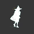 Witch Character With Red Hair Gray Hat Cloak And Small Fox Creature