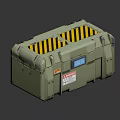 Military Cargo Box With Yellow Black Striped Top Blue Display Screen And Warning Label