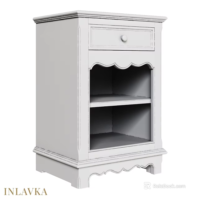 White Chest of Drawers with Single Drawer Open Shelves and Decorative Storage Design 3d model 