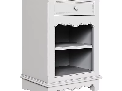 White Chest of Drawers with Single Drawer Open Shelves and Decorative Storage Design 3d model