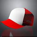 Red And White Mesh Baseball Cap With Stylish Design For Casual Wear