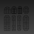 French decorative glass window 3d model