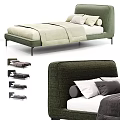 Modern Single Bed With Upholstered Headboard Multiple Color Options And Fabric Design 3d model
