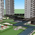 Modern High Rise Residential Complex With Green Spaces And Layout Design 3d model