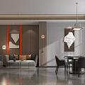 Modern Hotel Mahjong Room Interior With Tables Chairs TV And Decorative Elements