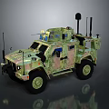 Military Armored Vehicle With Camouflage Paint And Roof Antennas Equipment Design