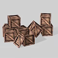 Vintage Wooden Crates Stacked in Rustic Arrangement with Natural Wood Texture
