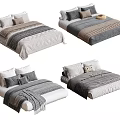 Modern Neutral Tones Bedding Sets With Striped Comforter Pillowcases And Throw Pillows 3d model