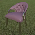 Purple Leather Single Sofa With Tufted Backrest And Ornate Metal Armrests
