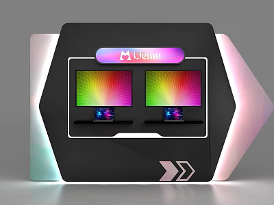 Modern Commercial Kiosk With Dual Colorful Screens Atlantis Display And Gradient Side Lighting 3d model