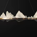 Modern Circular Chandelier With Mountain Inspired Decor And Metal Frame Design