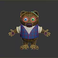 Cute Brown Plush Bear Toy Wearing Glasses White Shirt And Blue Plaid Vest