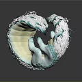 Fantasy Dragon Game Movie Character With Coiled Body Blue White Spikes And Claws