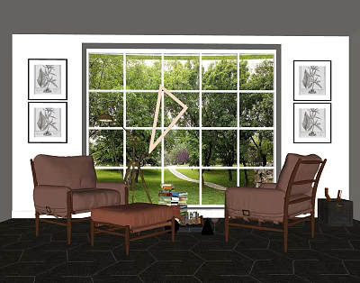 American Style Casual Chair Casual Chair Floor Lamp Storage Basket 3d model