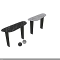 Two Console Tables With White And Black Marble Top And Dark Base 3d model