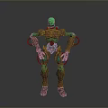 Mechanical Sci Fi Character 3D Model With Green Glowing Head Ring Shaped Copper Green Joints