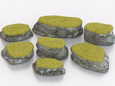 Stone Rock Moss Stone 3d model