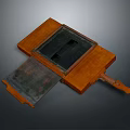 Vintage Wooden Frame Equipment With Open Metal Panel And Handle Structure Design