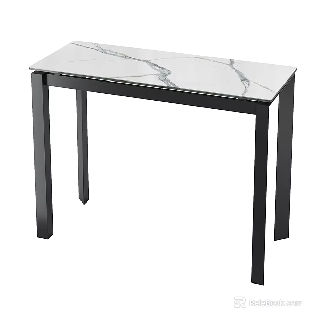 Modern Console Table With Marble Top And Black Frame For Home Entryway 3d model