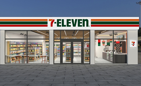 Convenience Store Door Head Convenience Store 711 Convenience Store Convenience Store Shelf Cashier Equipment Shelf 3d model