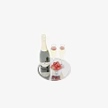 Fresh Strawberries And Domaine Michel Champagne With Two Glasses On Silver Tray