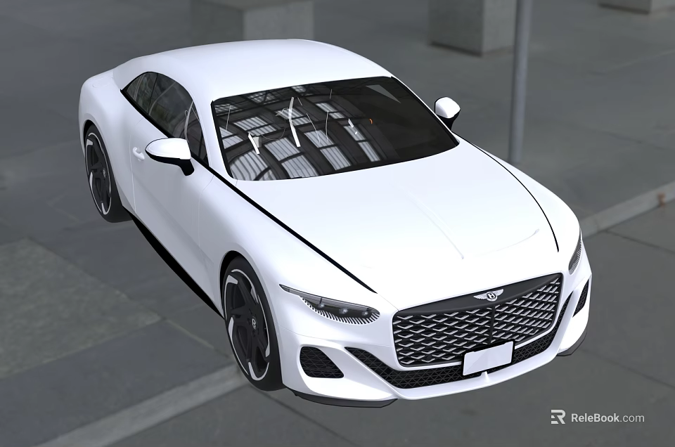 White Modern Sports Car With Sleek Lines Black Wheels And Unique Grille Design 3d model 