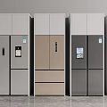 Modern Style Refrigerators and Freezers with Various Colors and Sleek Designs in a Row