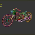 Vintage Motorcycle With Black Body Orange Rims Leather Seat And Classic Mechanical Details