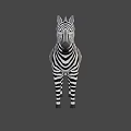 Detailed 3D Game Movie Character Zebra With Black White Stripes Standing Pose