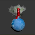 Blue Christmas Ornament With Red Bow Pine Branch And Merry Christmas Text