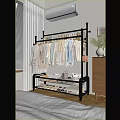 Modern Black Clothing Rack with Hanging Clothes Shoes Bags and Storage in Bedroom
