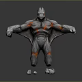 Grey Body Red Flame Pattern Standing Pose Decorative Figurine Toy With Open Arms