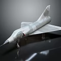 Silver Fighter Jet Model with Sleek Design on Black Display Surface 3d model