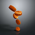 Shiny Gold Coins Floating In Mid Air Against Gray Background