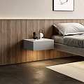Modern Minimalist Double Bed Interior Design With Floating Frame Nightstand And Rug
