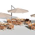 Modern outdoor table and chair combination 3d model