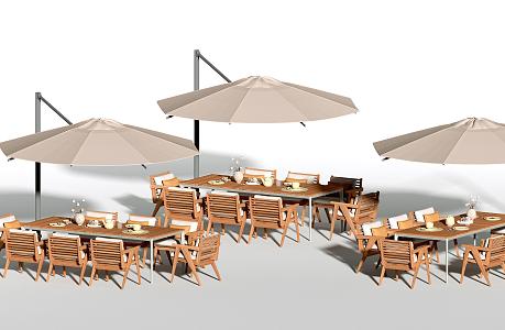 Modern outdoor table and chair combination 3d model