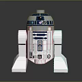 Lego Style Blue And White Droid Figure With Dome Head And Mechanical Details