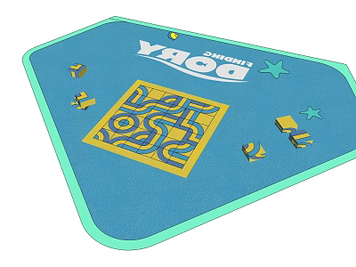 Blue Play Mat With Yellow Maze Finding Dory Theme And Star Decorations Small Blocks 3d model