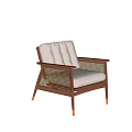 Stylish Accent Chair With Wooden Frame Woven Sides Tufted Cushion And Gold Metal Legs