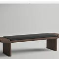 Modern Wooden Sofa Bench With Black White Cushion And Sleek Structure 3d model