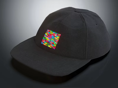 Stylish Black Baseball Cap with Colorful Square Design and Casual Fashion Look 3d model