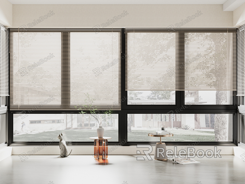 modern floor-to-ceiling windows balcony louver floor-to-ceiling windows model