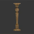 Ornate Wooden Decorative Column With Carved Spherical Detail Round Top And Base