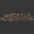 Natural Stone And Wood Chunks In Small Pile For Craft Or Decoration