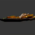 Roast Turkey Meat Served With Fresh Vegetables And Yorkshire Pudding On Blue Plate