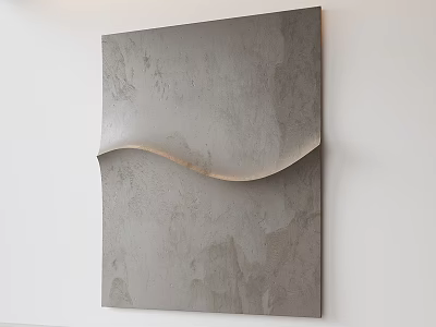 Gray Square Wall Decor With Wavy Design And Textured Surface Mounted On White Wall 3d model