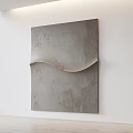 Gray Square Wall Decor With Wavy Design And Textured Surface Mounted On White Wall 3d model