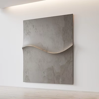 Gray Square Wall Decor With Wavy Design And Textured Surface Mounted On White Wall 3d model